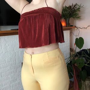 urban outfitters burnt orange silky cropped flowy tank top